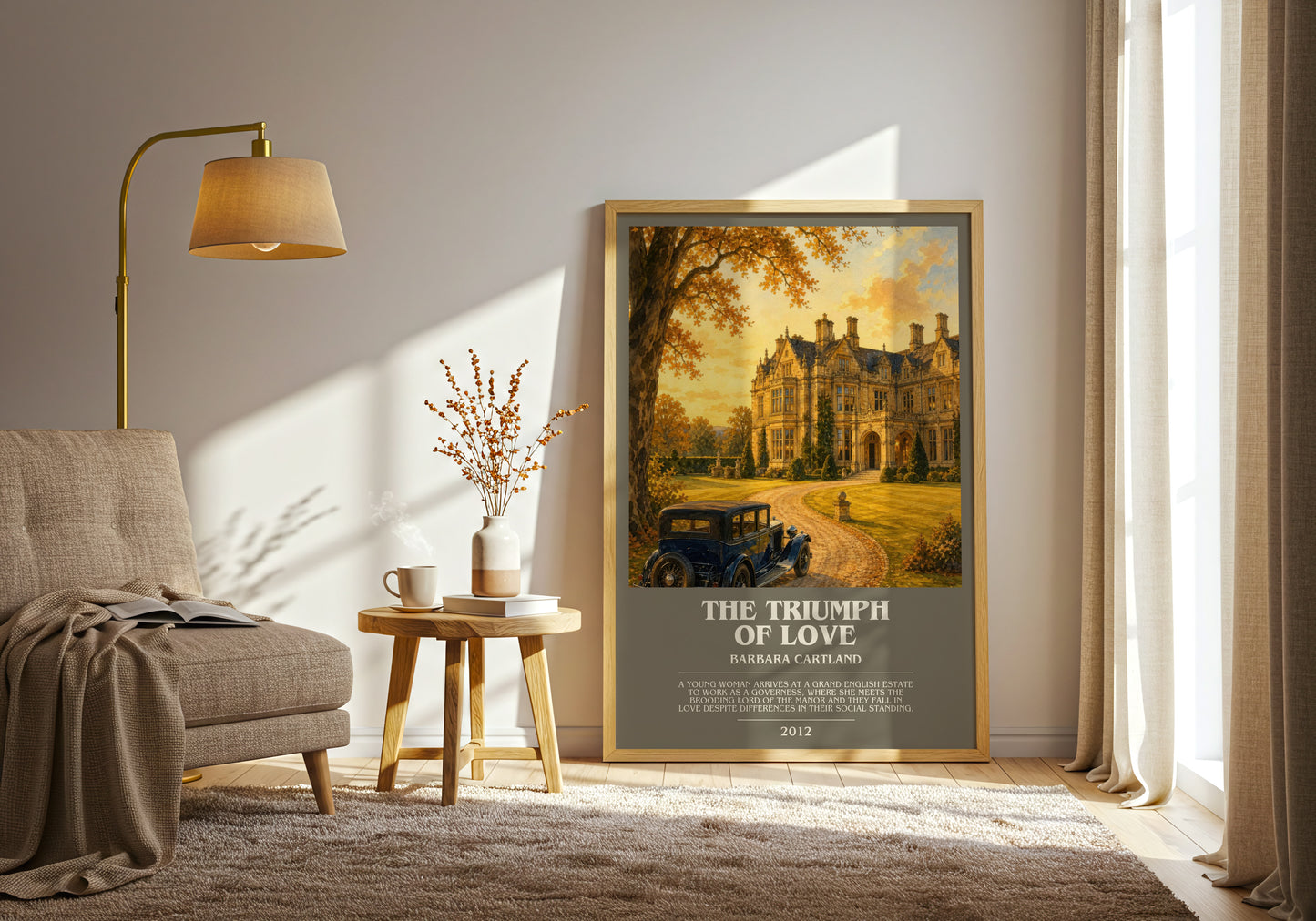 The Triumph Of Love bookish print on bookshelf – Barbara Cartland fan gift