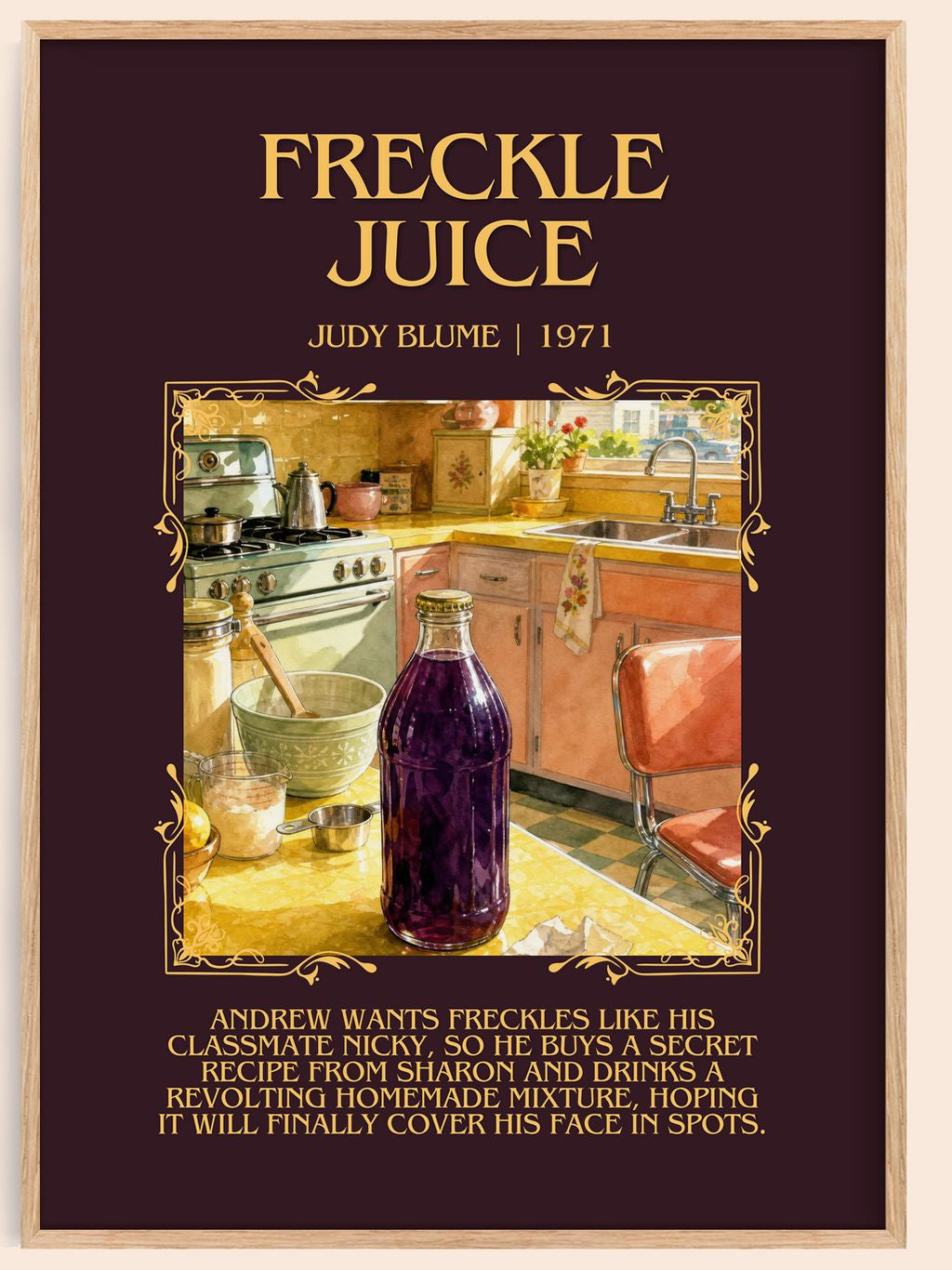 Freckle Juice Minimalist Book Poster by Judy Blume – book poster