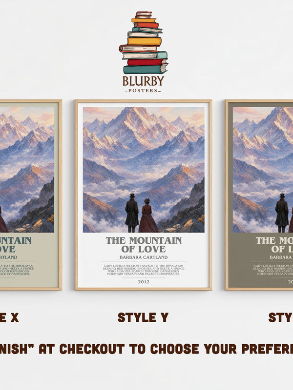 The Mountain Of Love bookish print in frame leaning in hallway – romance wall art