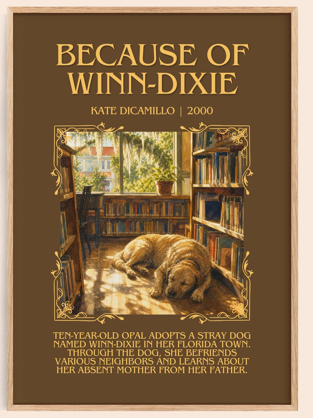 Because of Winn-Dixie Minimalist Book Poster by Kate DiCamillo – book poster