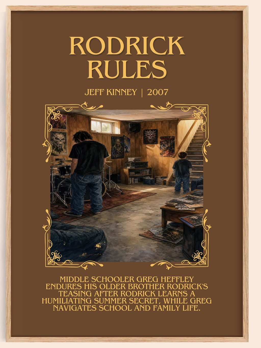 Rodrick Rules Minimalist Book Poster by Jeff Kinney – book poster