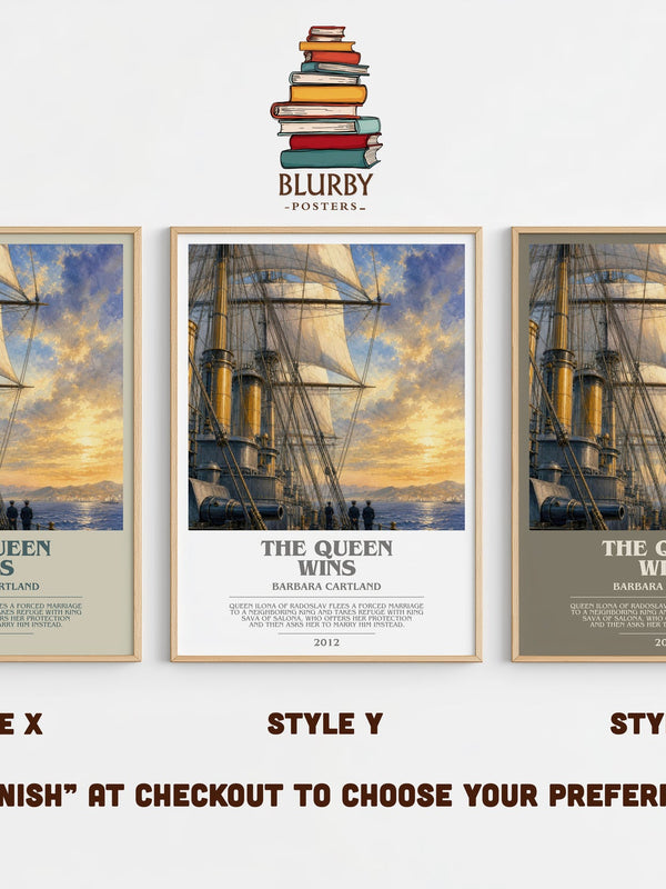 The Queen Wins bookish print in frame leaning in hallway – romance wall art