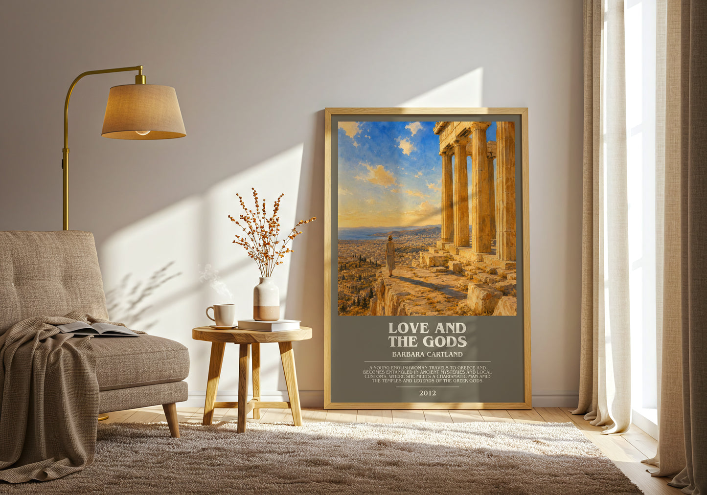 Love And The Gods bookish print on bookshelf – Barbara Cartland fan gift