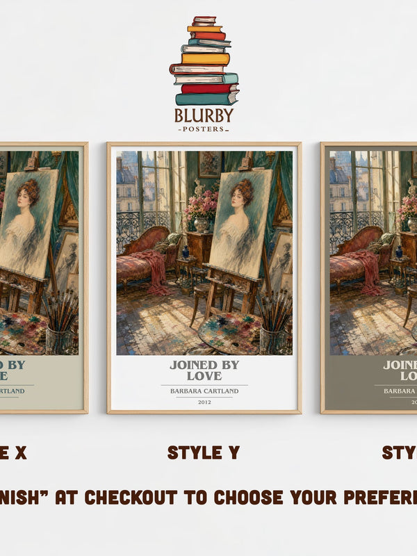 Joined By Love book cover print in frame leaning in hallway – romance wall art