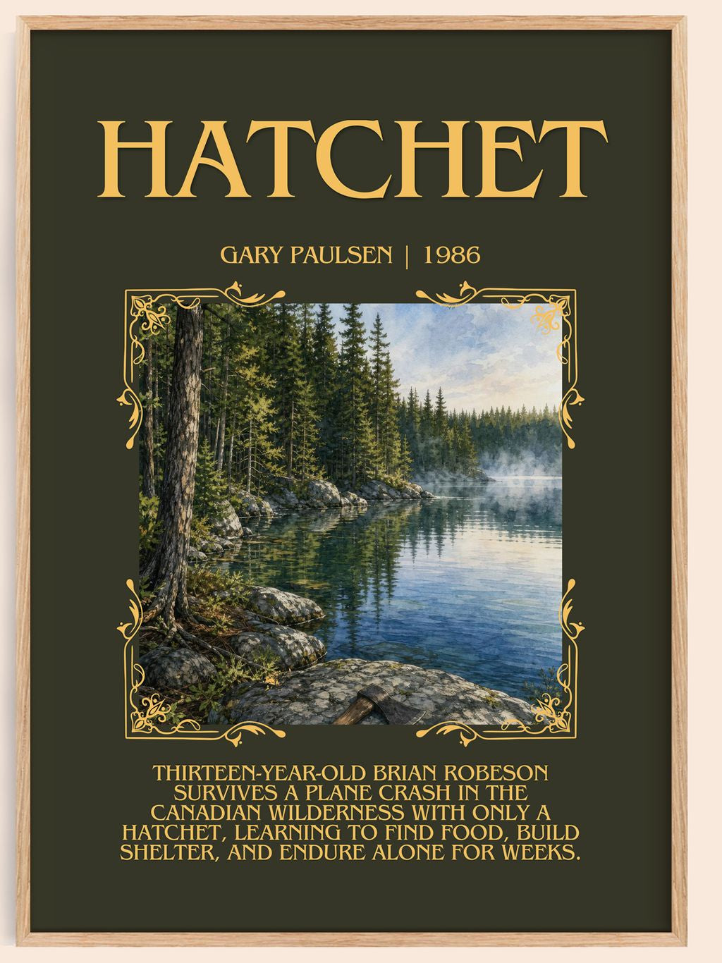 Hatchet Minimalist Book Poster by Gary Paulsen – book poster