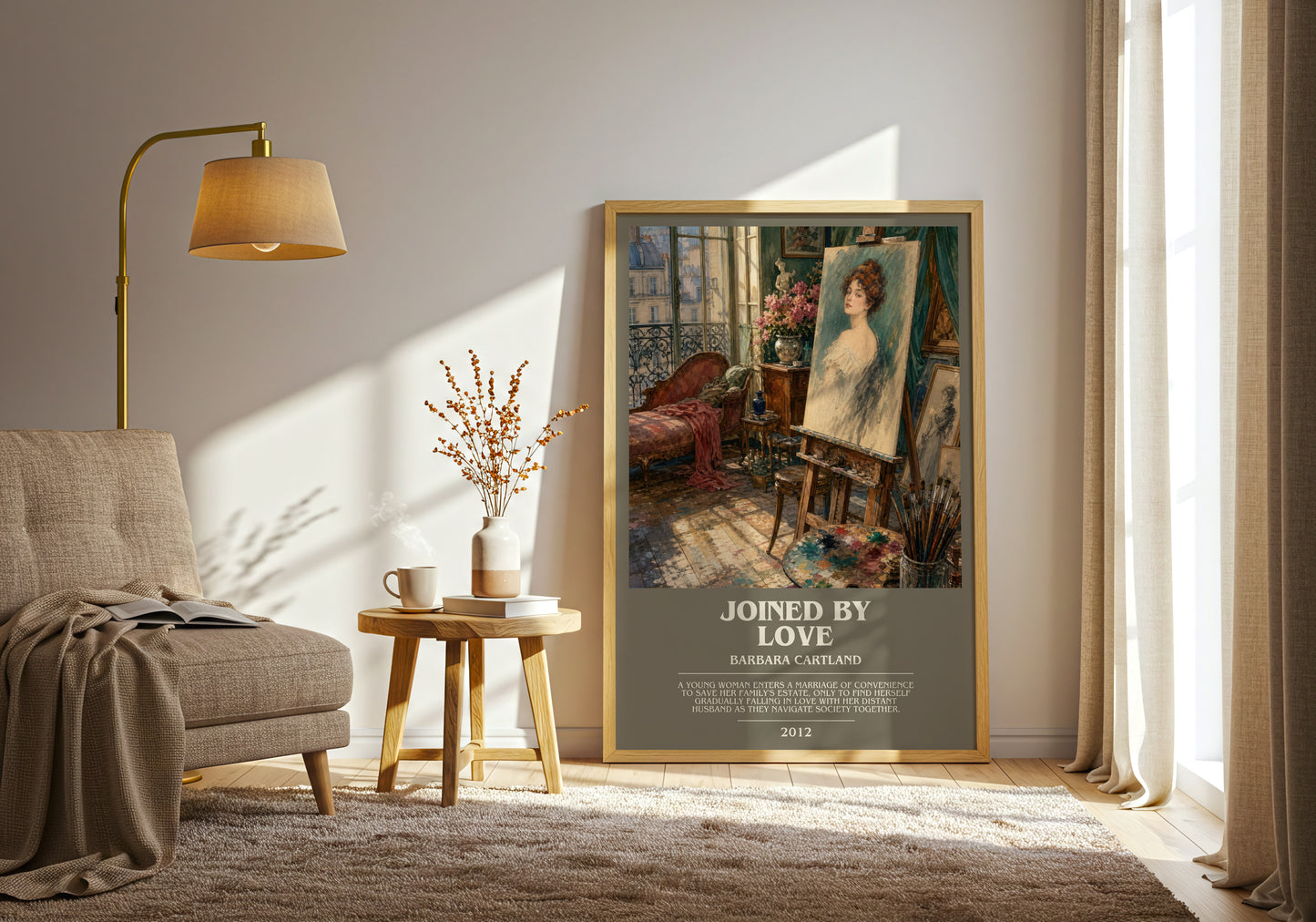 Joined By Love bookish print on bookshelf – Barbara Cartland fan gift