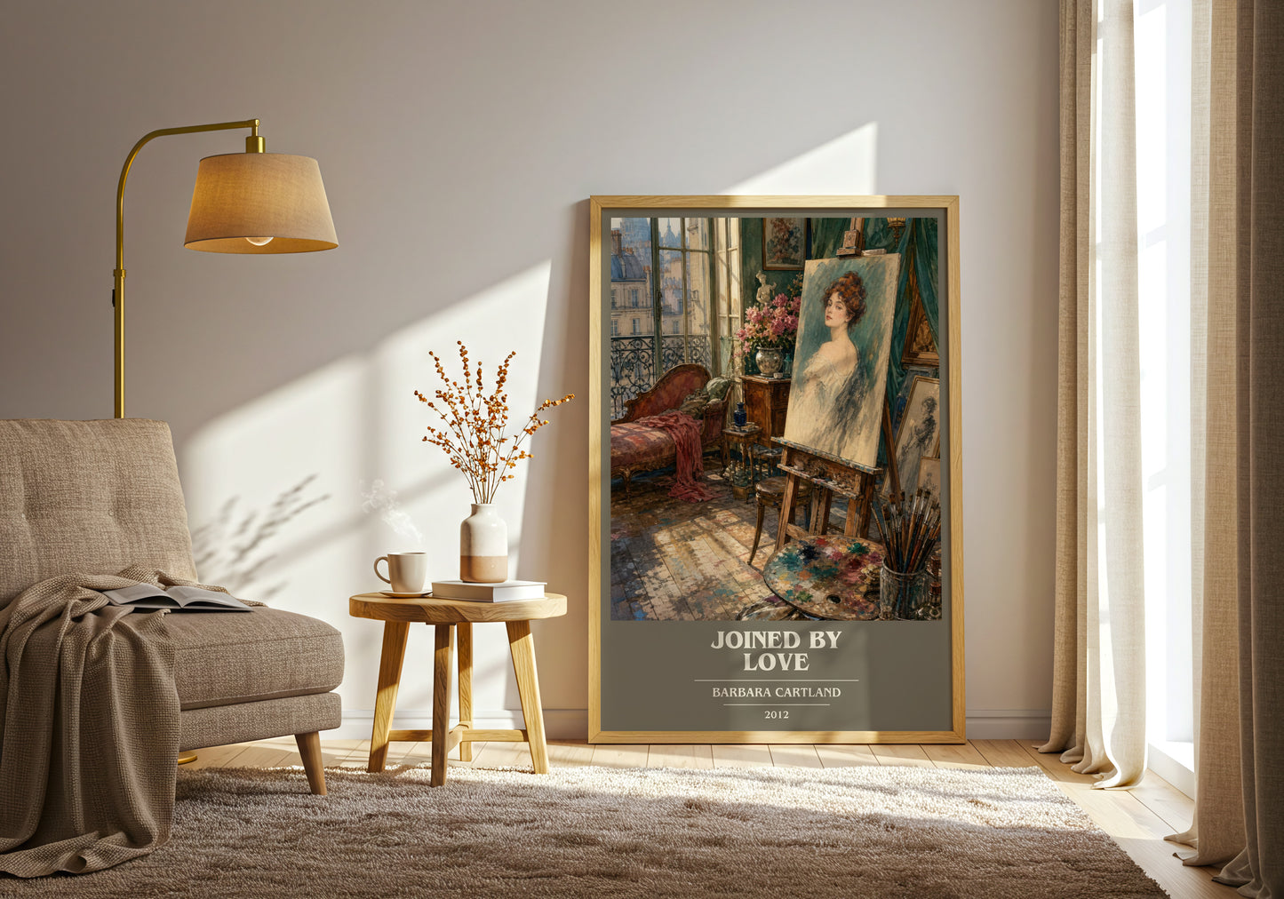 Joined By Love book cover print on bookshelf – Barbara Cartland fan gift