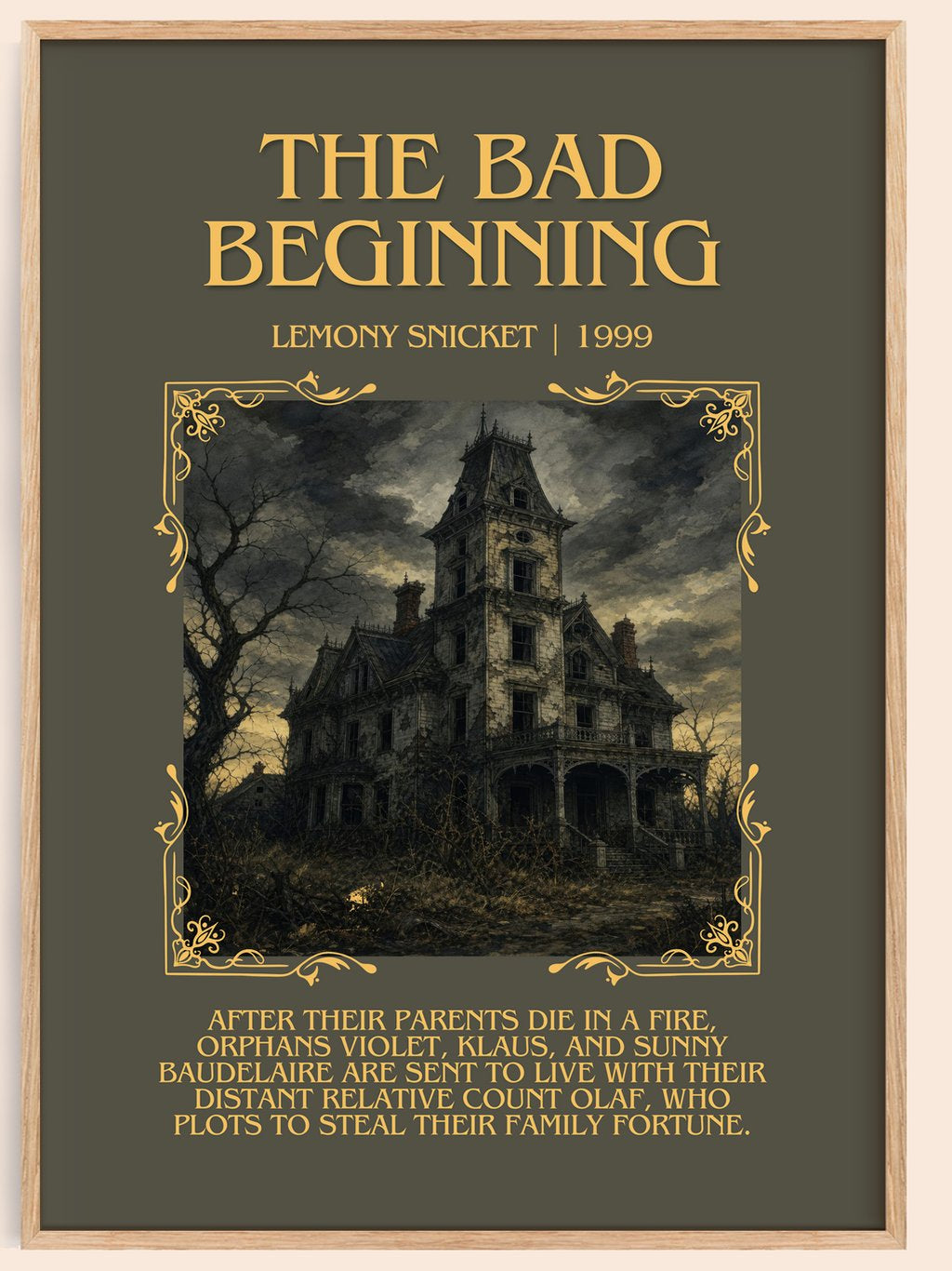 The Bad Beginning Minimalist Book Poster by Lemony Snicket – book poster