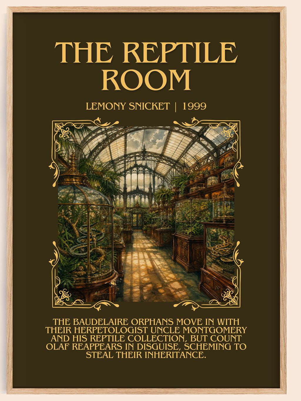 The Reptile Room Minimalist Book Poster by Lemony Snicket – book poster