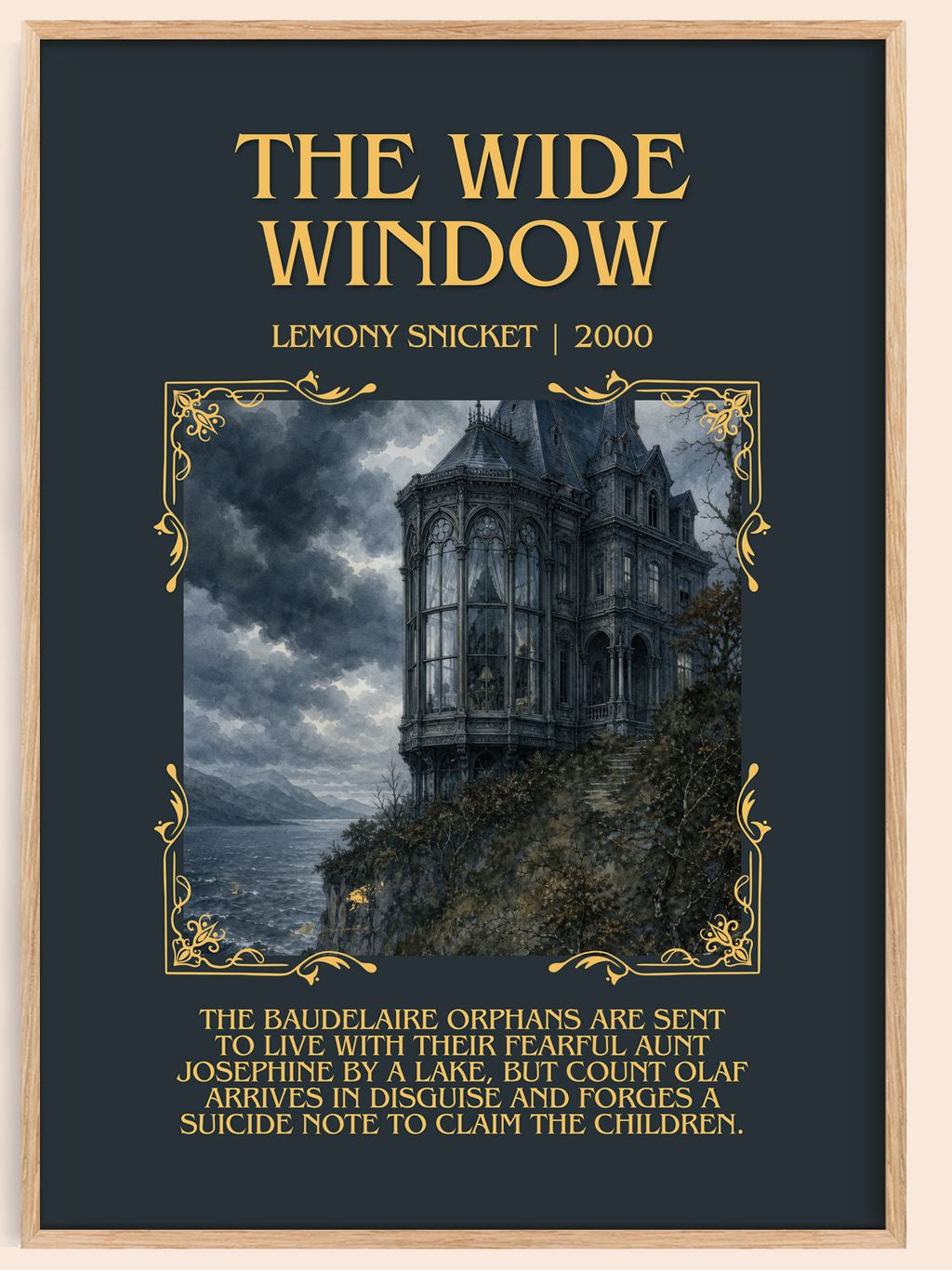 The Wide Window Minimalist Book Poster by Lemony Snicket – book poster