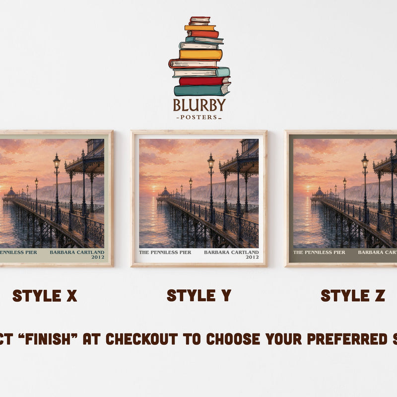 The Penniless Pier literary print in frame leaning in hallway – romance wall art