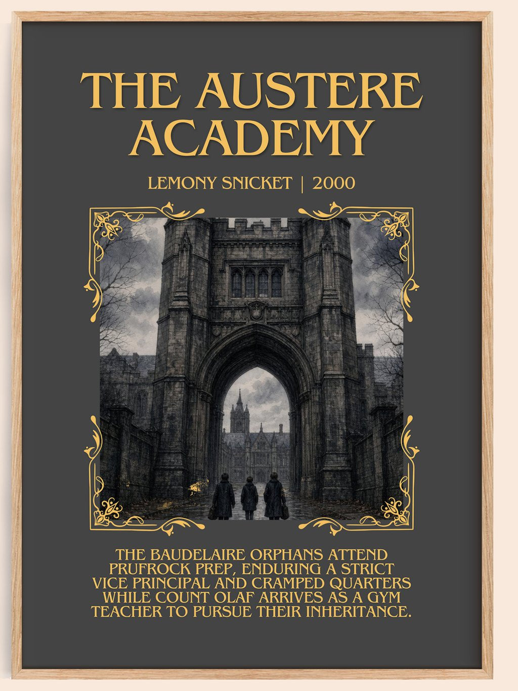 The Austere Academy Minimalist Book Poster by Lemony Snicket – book poster