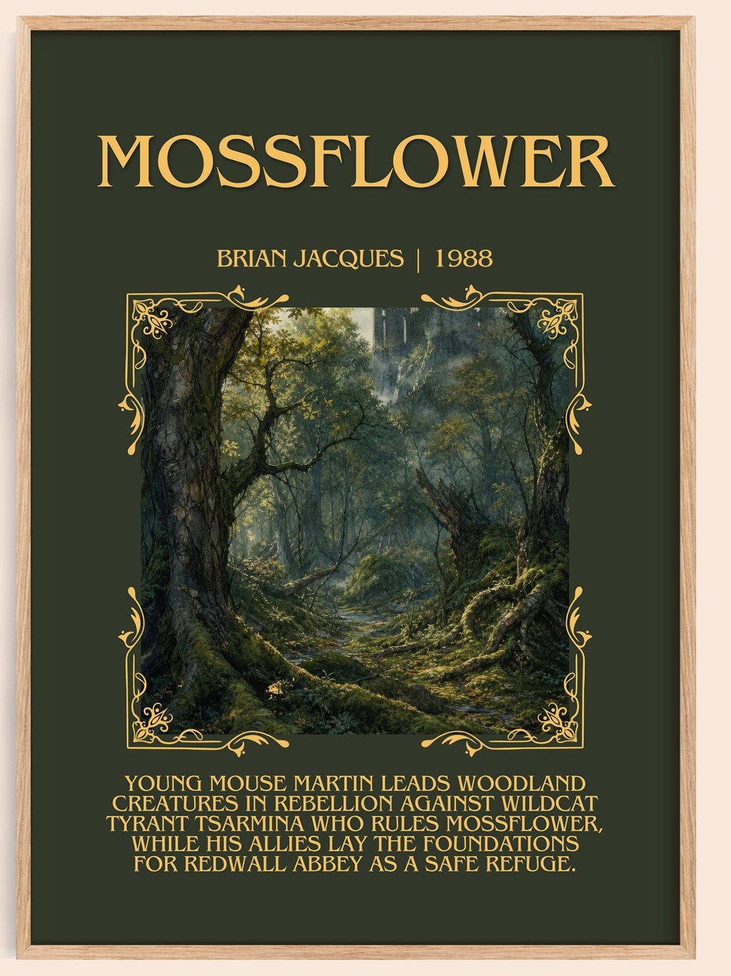 Mossflower Minimalist Book Poster by Brian Jacques – book poster