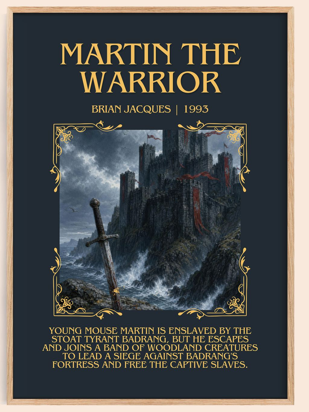 Martin the Warrior Minimalist Book Poster by Brian Jacques – book poster