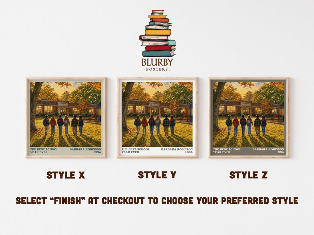 The Best School Year Ever literary print in frame leaning in hallway – childrens wall art (mockup)
