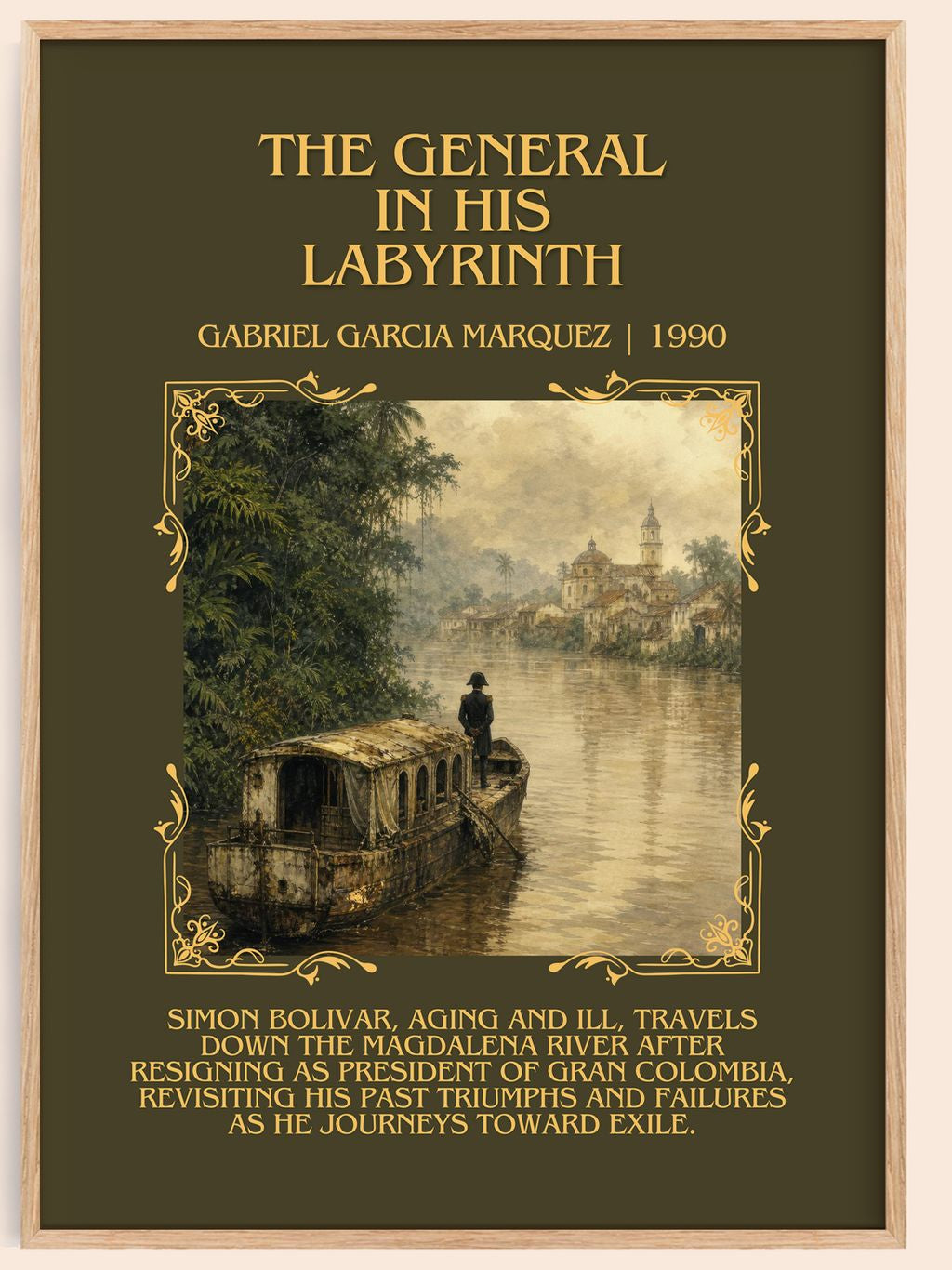 General in His Labyrinth Minimalist Book Poster by G. Márquez – book poster
