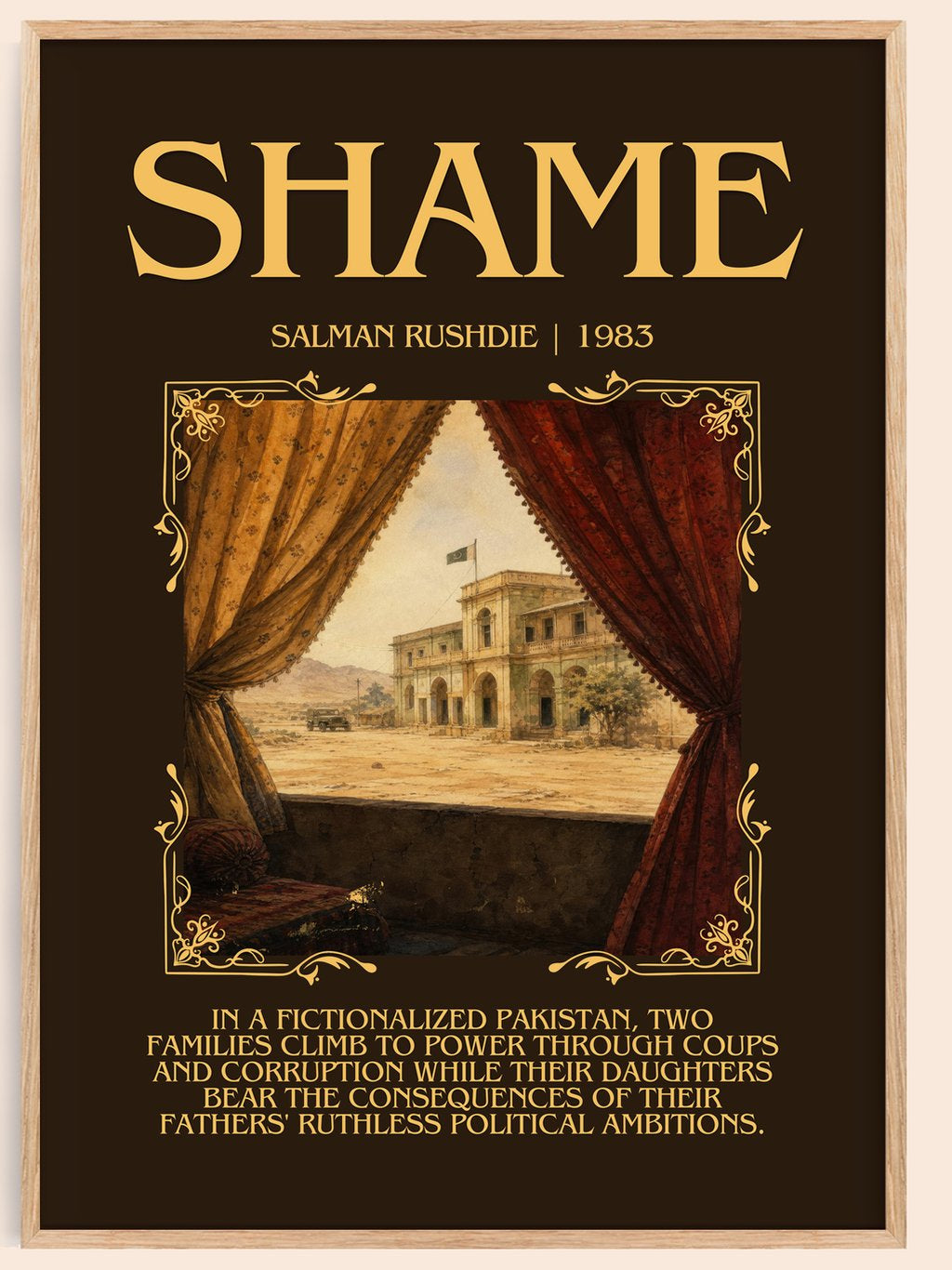 Shame Minimalist Book Poster by Salman Rushdie – book poster
