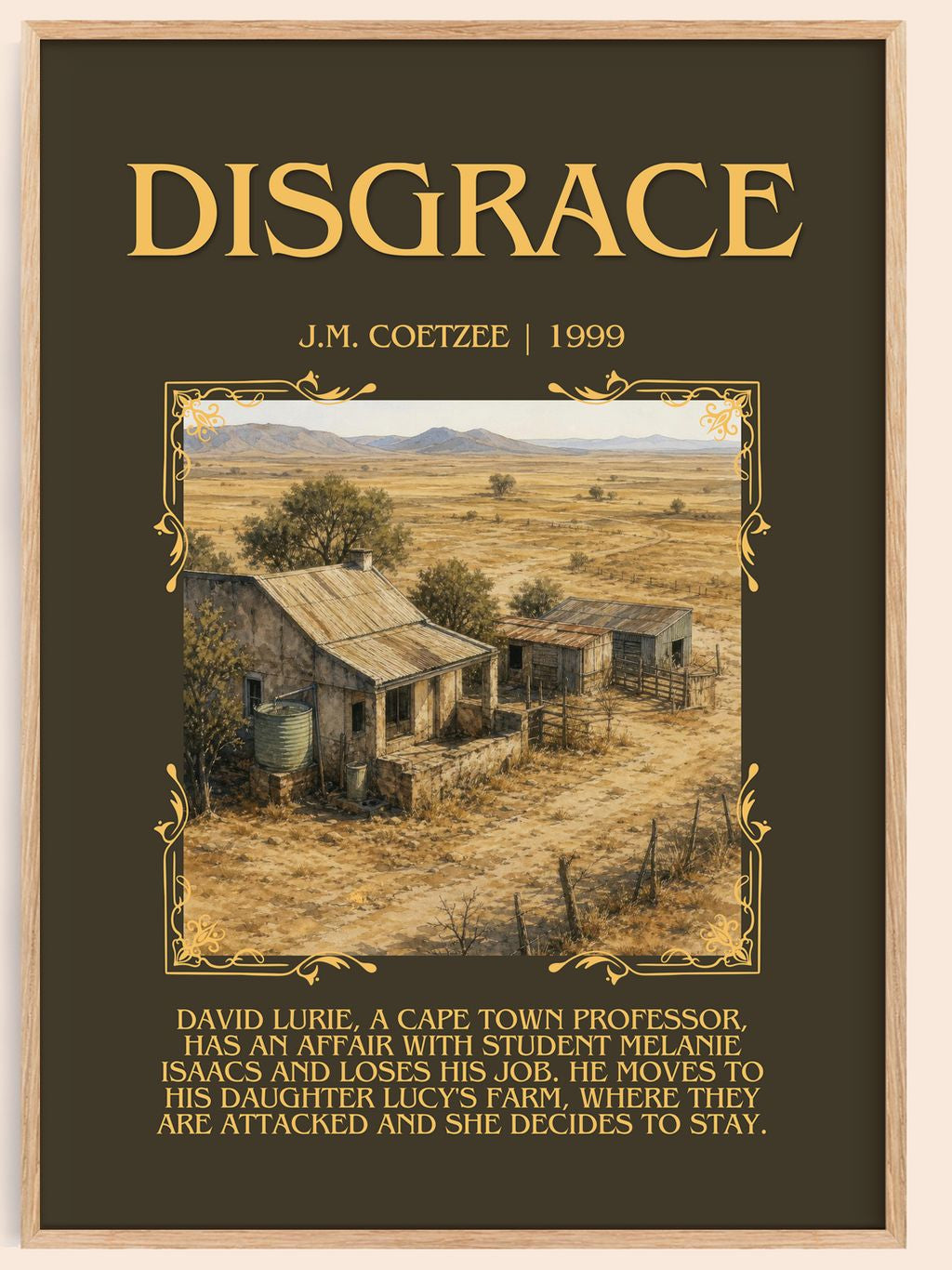 Disgrace Minimalist Book Poster by J.M. Coetzee – book poster