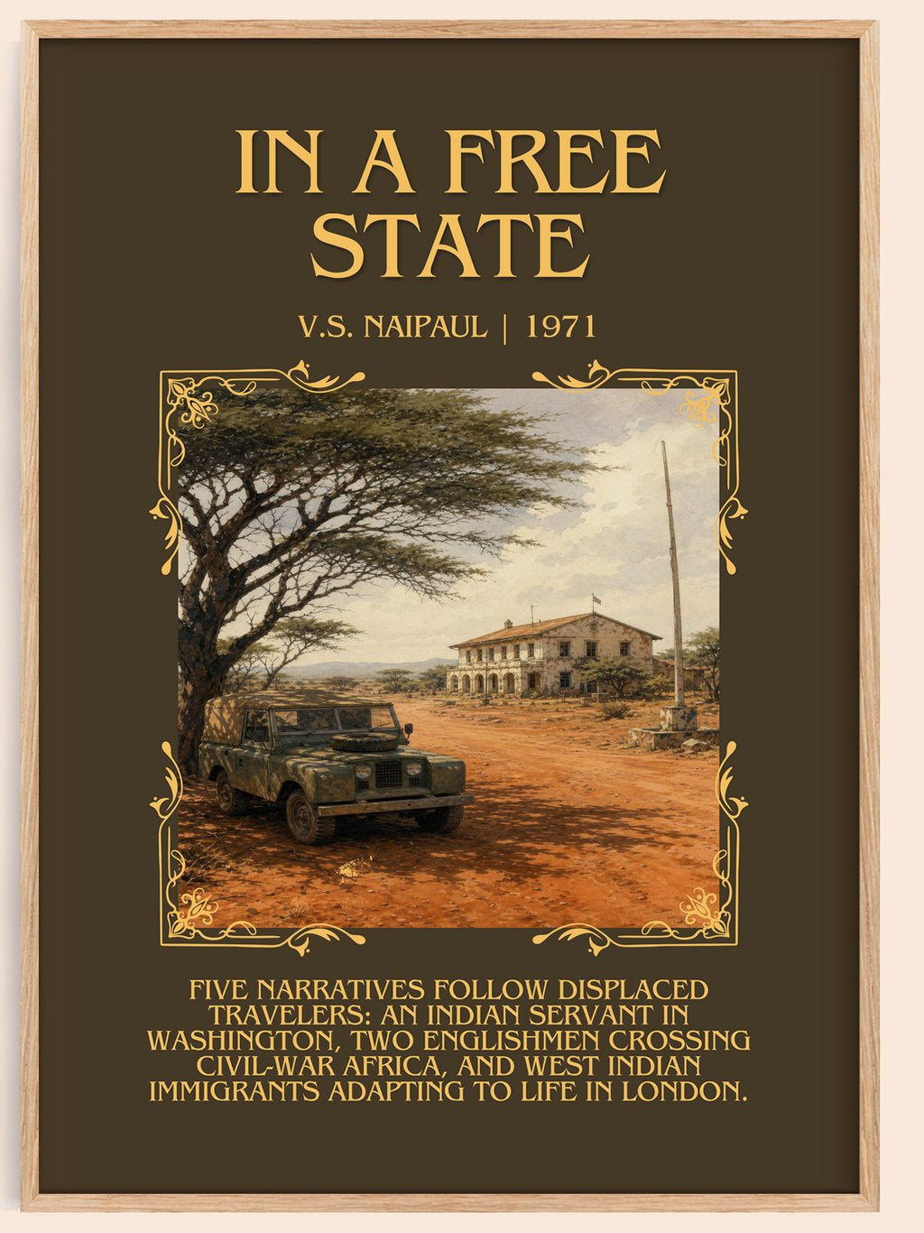 In a Free State Minimalist Book Poster by V.S. Naipaul – book poster