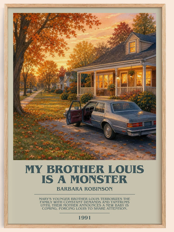 My Brother Louis Is A Monster bookish book poster by Barbara Robinson – framed literary art print