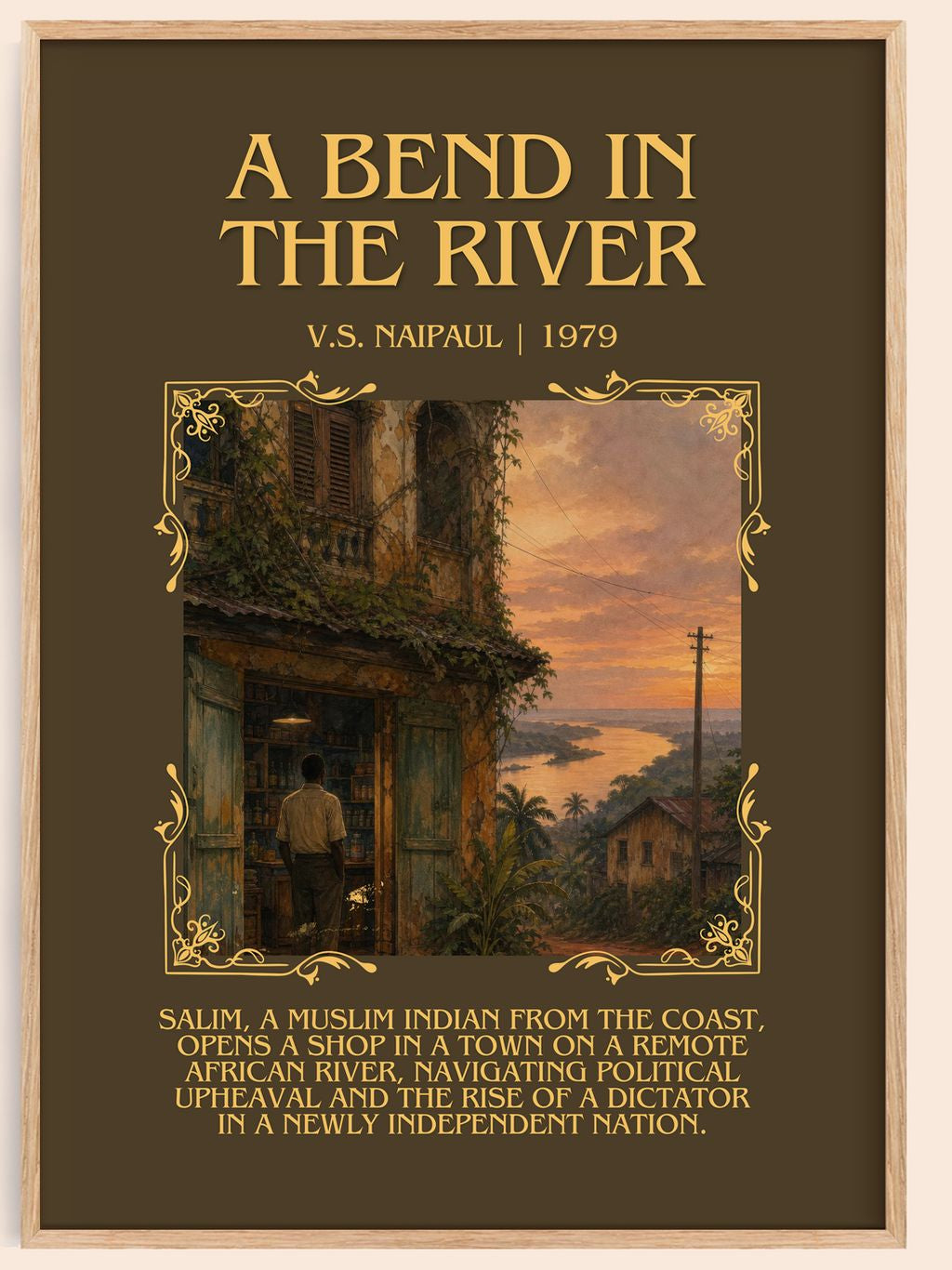 A Bend in the River Minimalist Book Poster by V.S. Naipaul – book poster