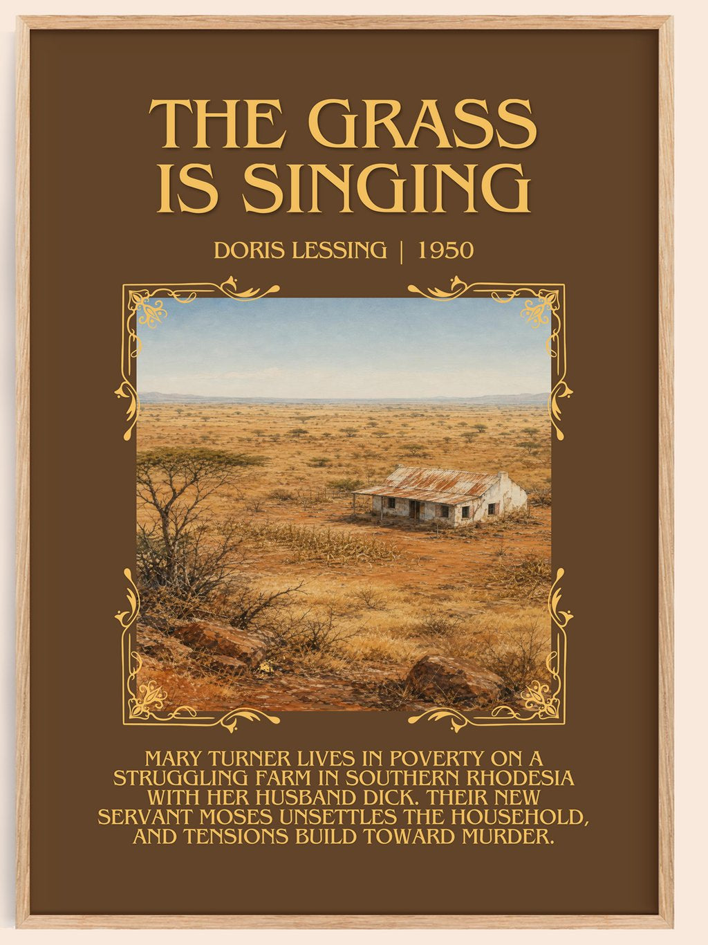 The Grass Is Singing Minimalist Book Poster by Doris Lessing – book poster