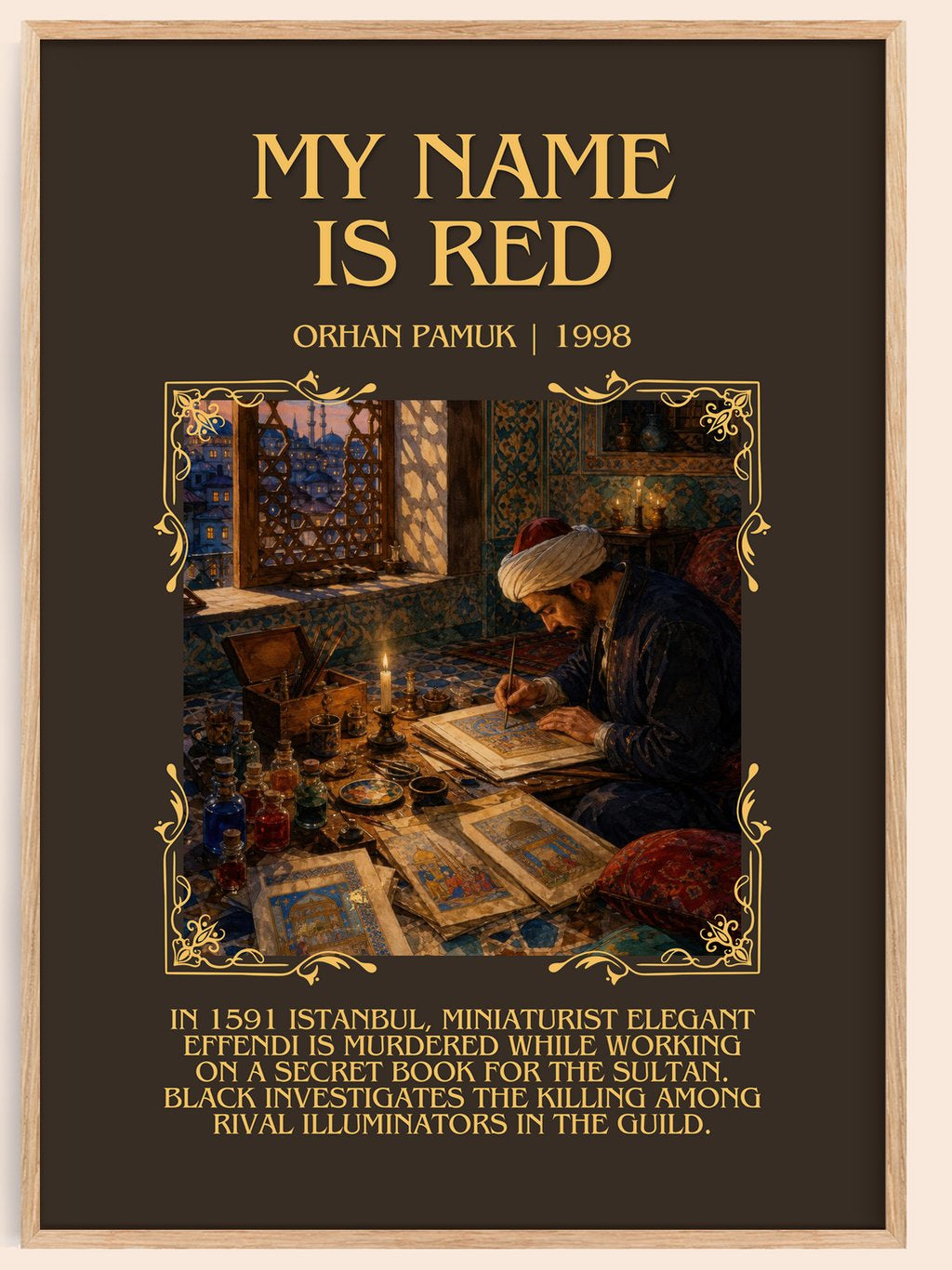My Name Is Red Minimalist Book Poster by Orhan Pamuk – book poster