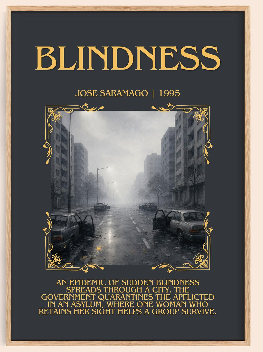 Blindness Minimalist Book Poster by José Saramago – book poster
