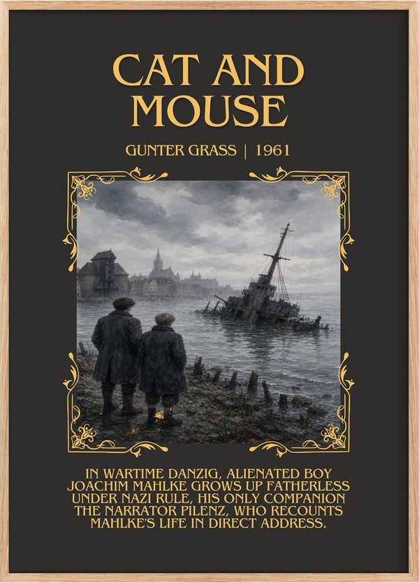 Cat and Mouse Minimalist Book Poster by Günter Grass
