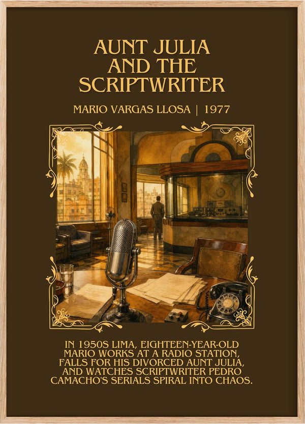 Aunt Julia and the Scriptwriter Minimalist Book Poster by M. Llosa