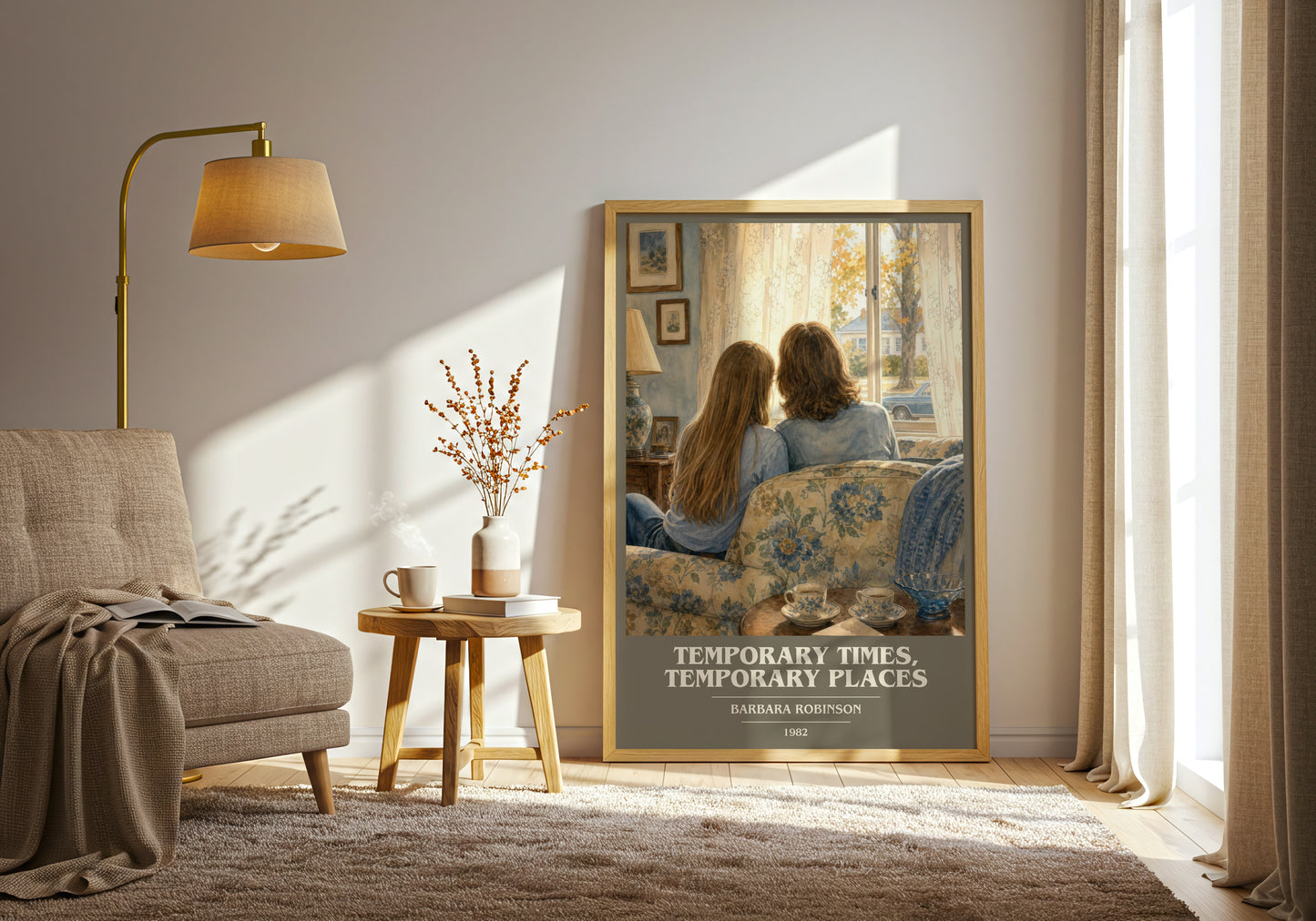 Temporary Times, Temporary Places book cover print on bookshelf – Barbara Robinson fan gift