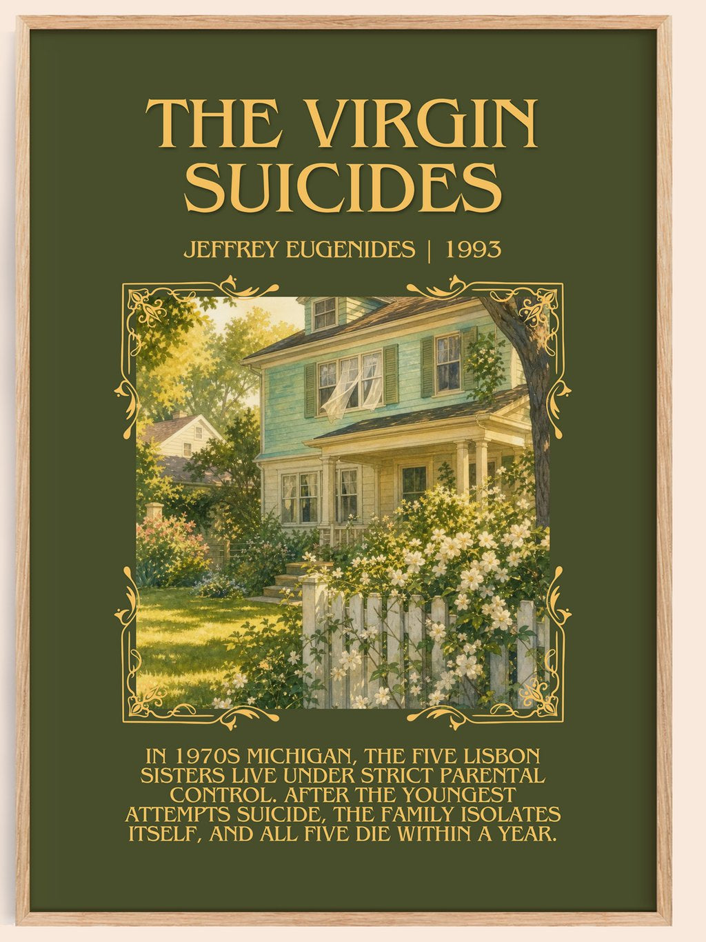 The Virgin Suicides Minimalist Book Poster by Jeffrey Eugenides – book poster