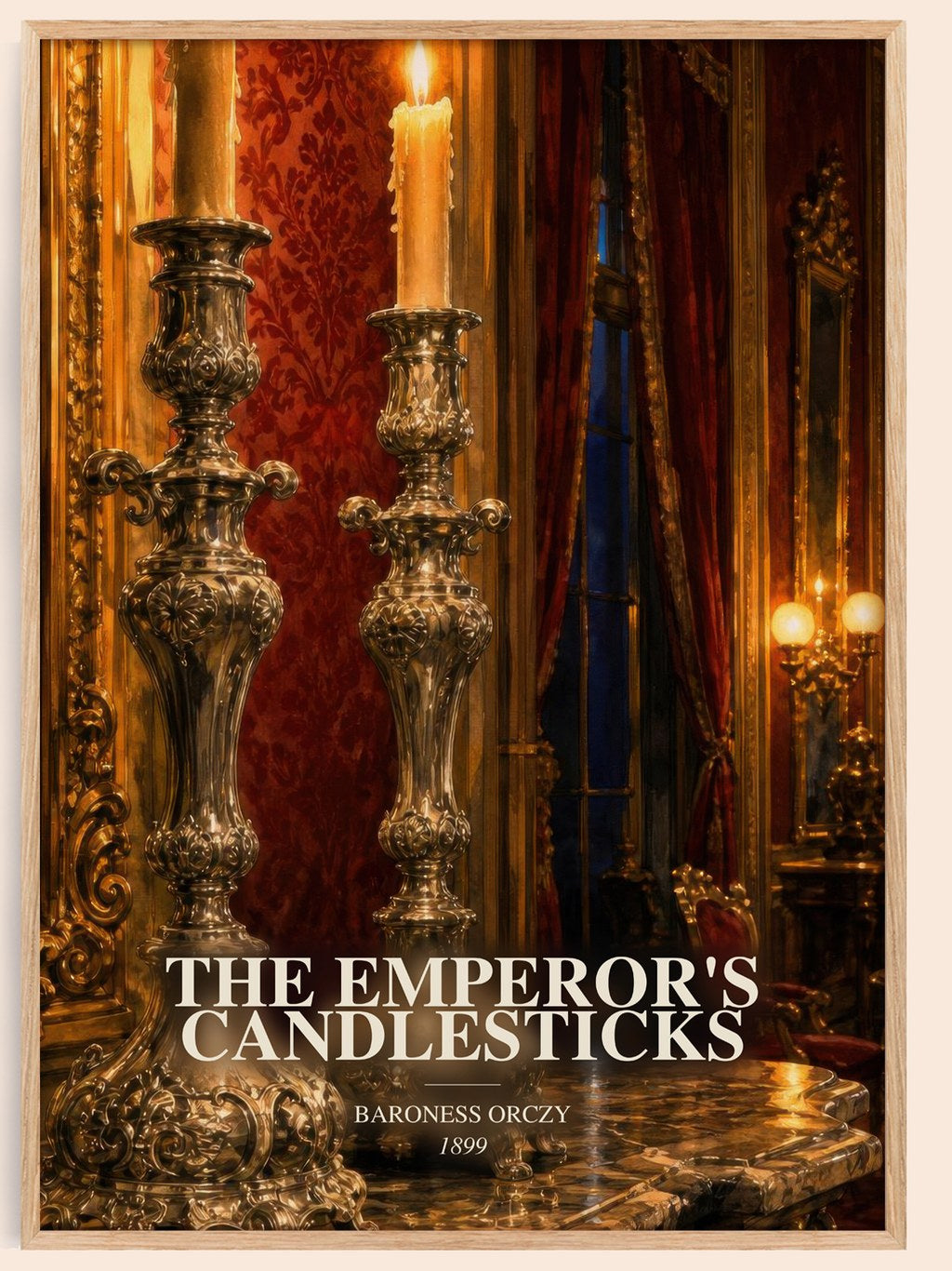 The Emperor'S Candlesticks watercolour book poster by Baroness Orczy – framed literary art print