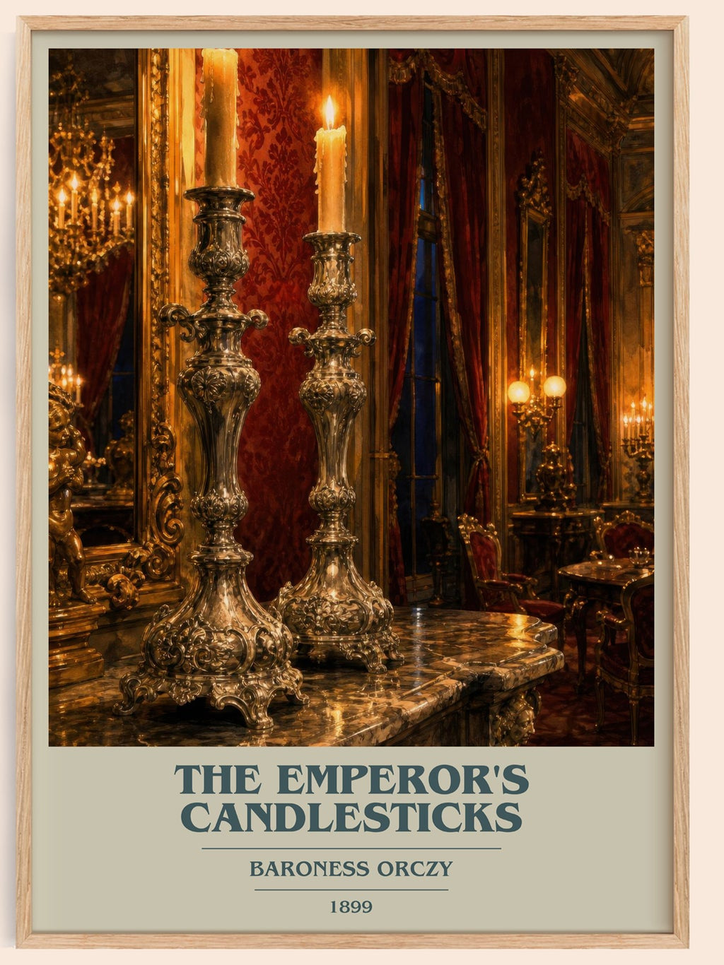 The Emperor'S Candlesticks book cover book poster by Baroness Orczy – framed literary art print