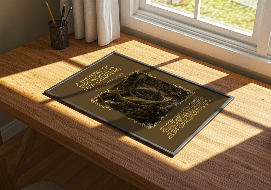 History of the World in 10½ Chapters Minimalist Book Poster – print on a sunlit desk