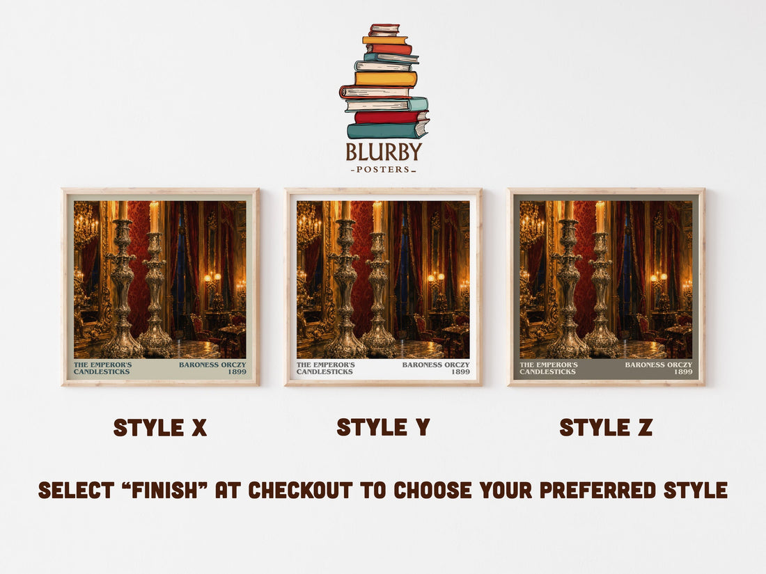 The Emperor'S Candlesticks literary print in frame leaning in hallway – historical fiction wall art (mockup)