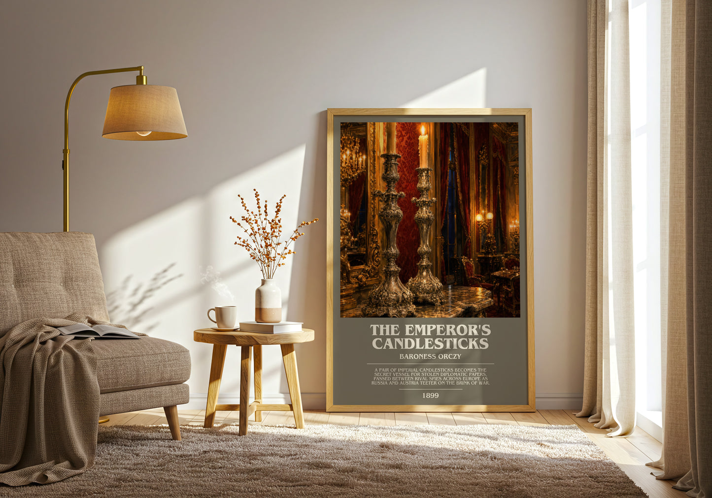 The Emperor'S Candlesticks bookish print on bookshelf – Baroness Orczy fan gift