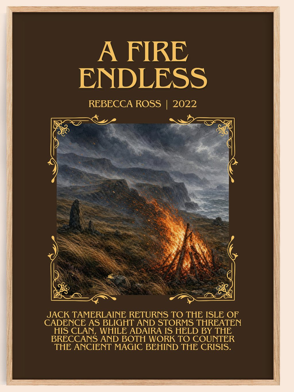 A Fire Endless Minimalist Book Poster by Rebecca Ross – book poster