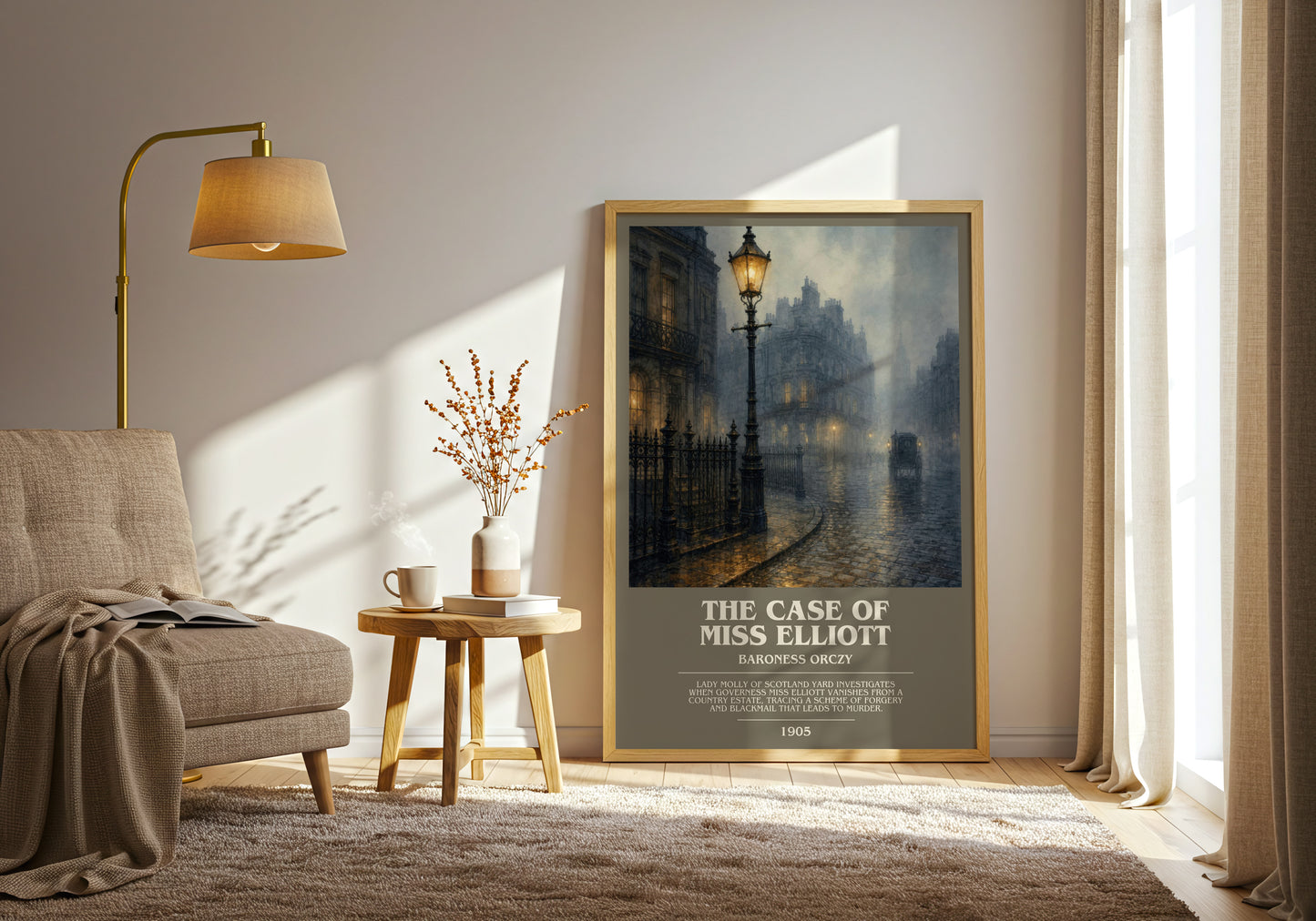 The Case Of Miss Elliott bookish print on bookshelf – Baroness Orczy fan gift