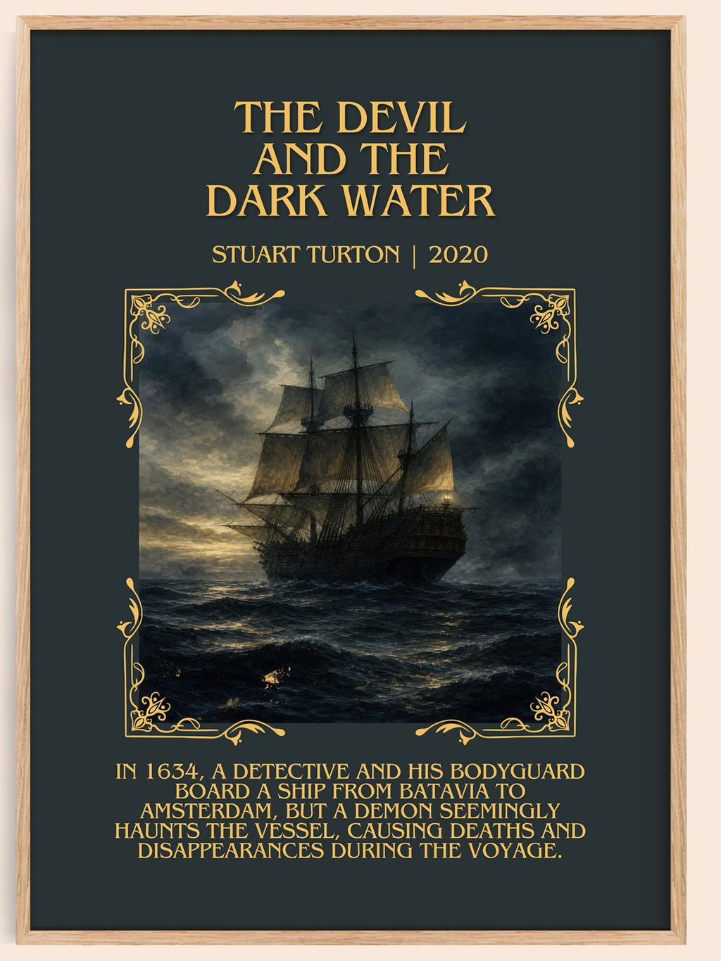 The Devil and the Dark Water Minimalist Book Poster by Stuart Turton – book poster