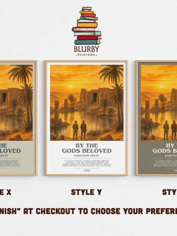 By The Gods Beloved bookish print in frame leaning in hallway – historical fiction wall art