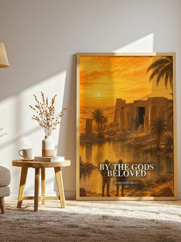 By The Gods Beloved watercolour print in frame leaning in hallway – historical fiction wall art