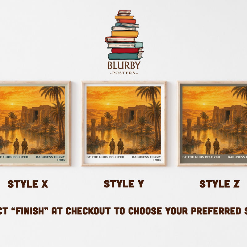 By The Gods Beloved literary print in frame leaning in hallway – historical fiction wall art