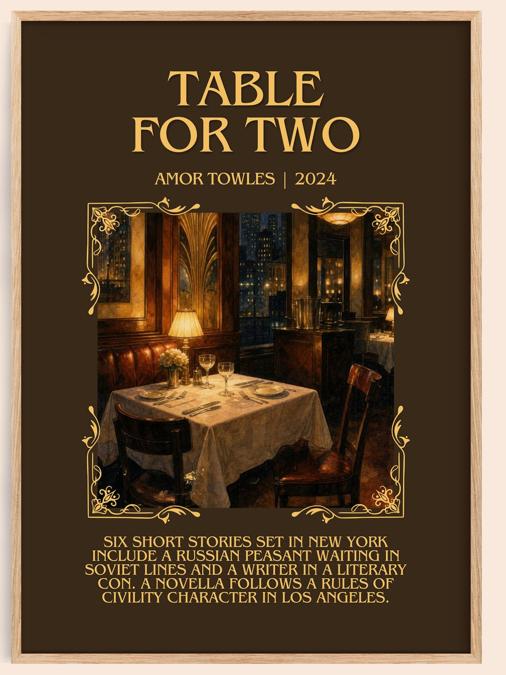 Table for Two Minimalist Book Poster by Amor Towles – book poster