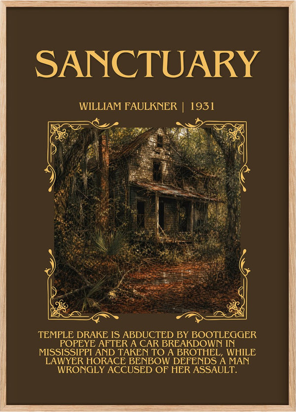 Sanctuary Minimalist Book Poster by William Faulkner
