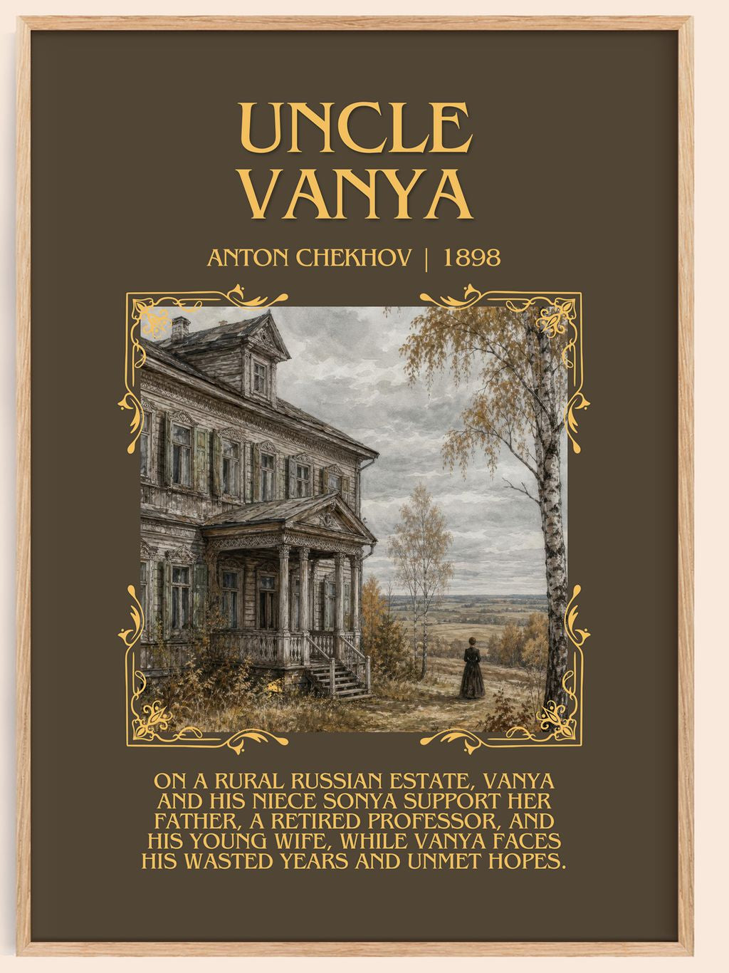 Uncle Vanya Minimalist Book Poster by Anton Chekhov – book poster