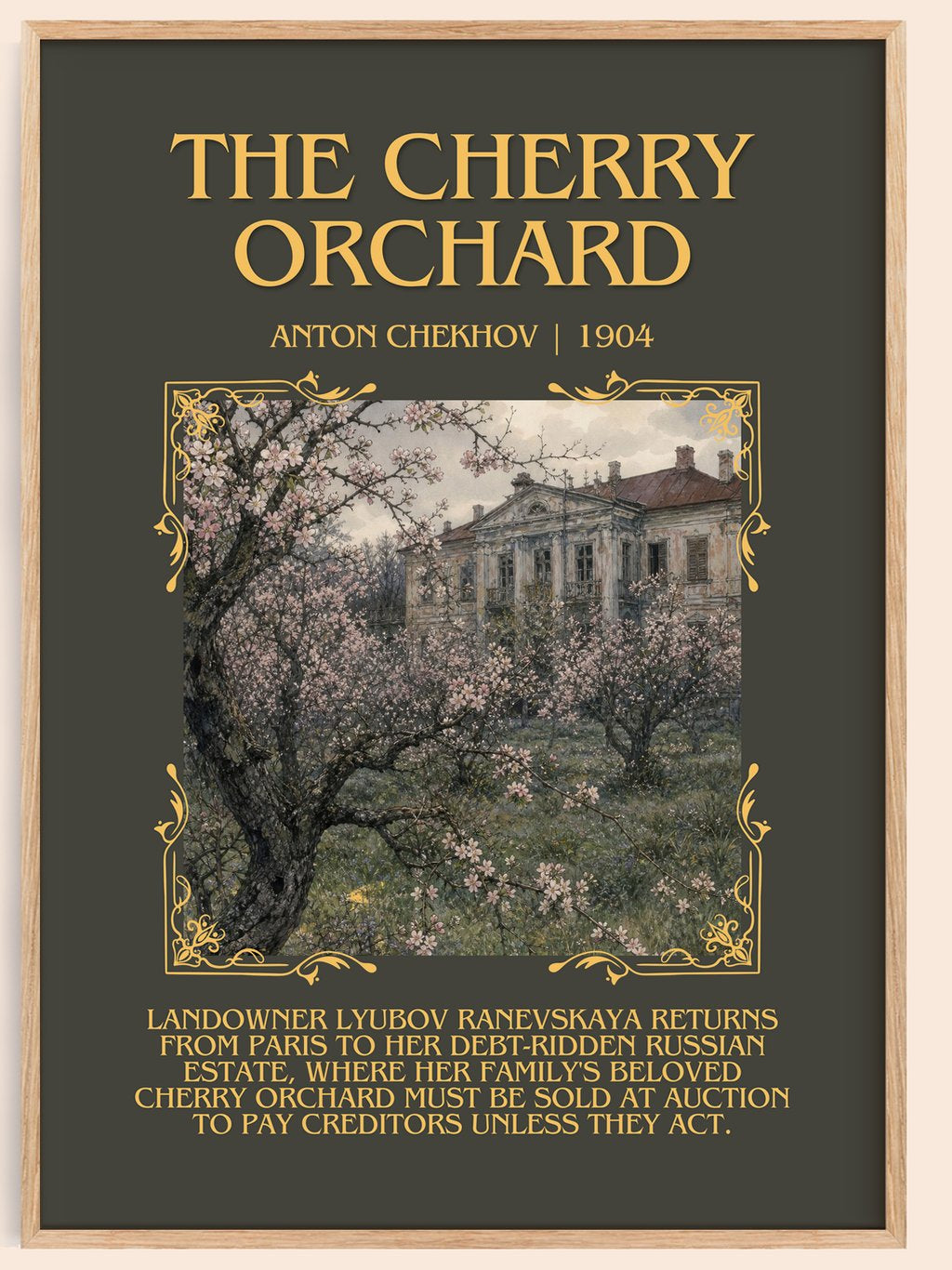 The Cherry Orchard Minimalist Book Poster by Anton Chekhov – book poster