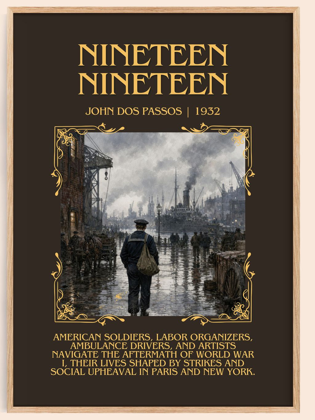 Nineteen Nineteen Minimalist Book Poster by John Dos Passos – book poster