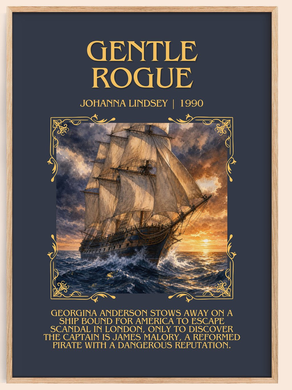 Gentle Rogue Minimalist Book Poster by Johanna Lindsey – book poster
