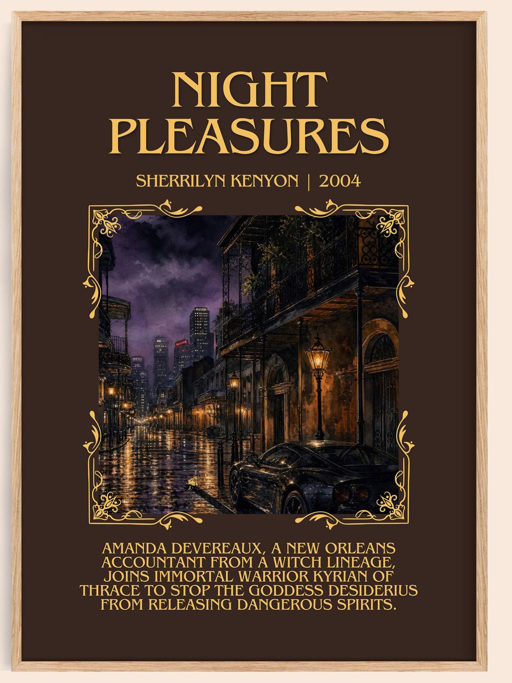 Night Pleasures Minimalist Book Poster by Sherrilyn Kenyon – book poster